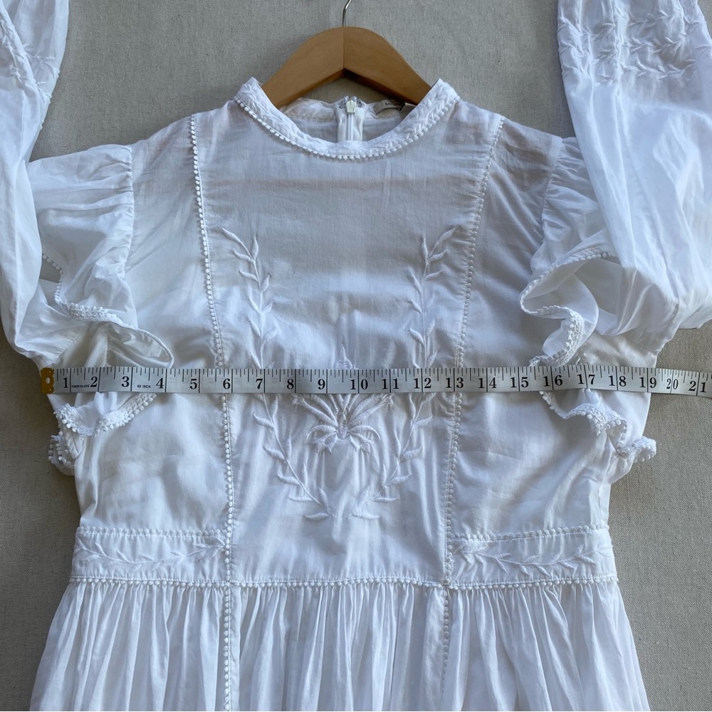 Banana Republic Esme Embroidered Ruffled Mini Dress Bishop Sleeves - Picture 11 of 16